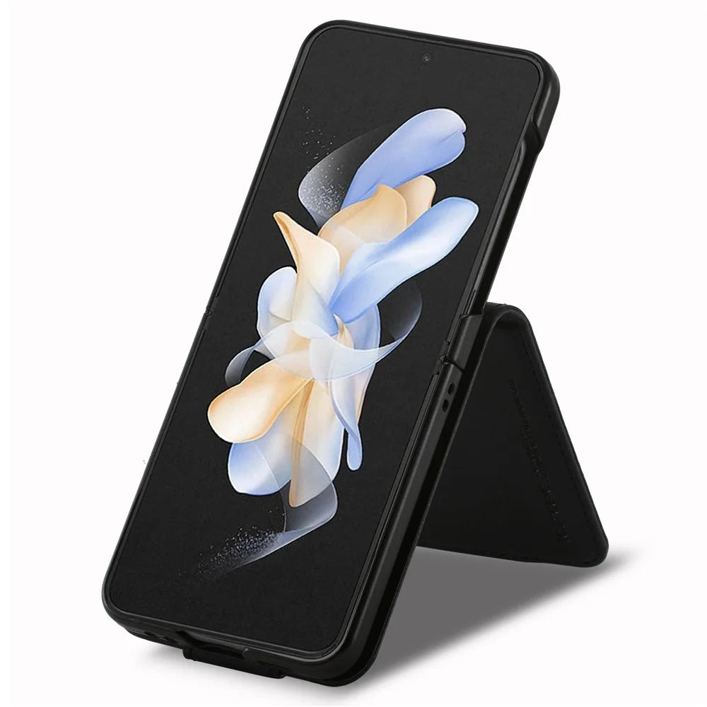 LC.IMEEKE for Samsung Galaxy Z Flip3 5G PU Leather + PC Phone Case RFID Blocking Protective Cellphone Cover Card Holder - Black - 2