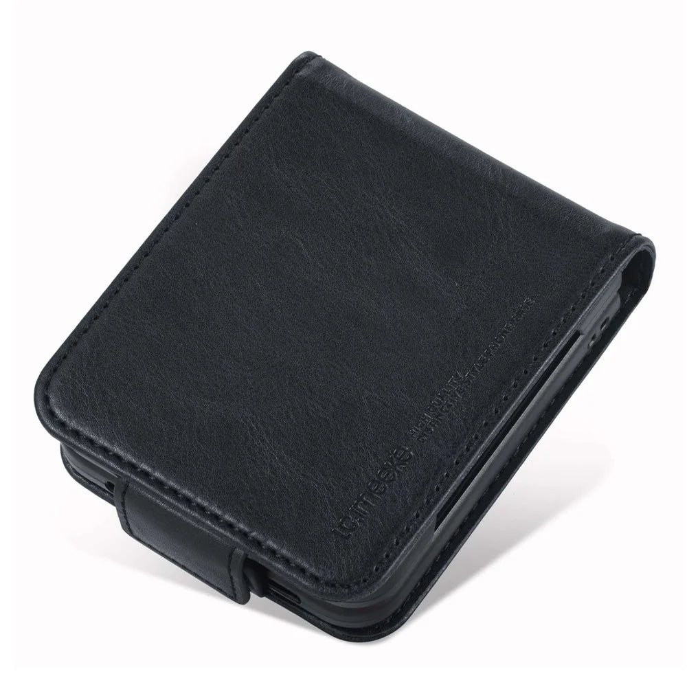 LC.IMEEKE for Samsung Galaxy Z Flip3 5G PU Leather + PC Phone Case RFID Blocking Protective Cellphone Cover Card Holder - Black - 5