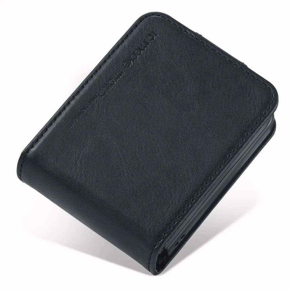 LC.IMEEKE for Samsung Galaxy Z Flip3 5G PU Leather + PC Phone Case RFID Blocking Protective Cellphone Cover Card Holder - Black - 6