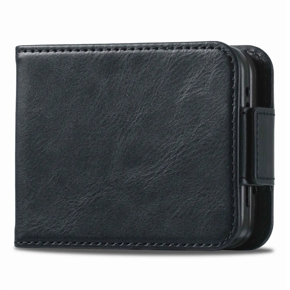 LC.IMEEKE for Samsung Galaxy Z Flip3 5G PU Leather + PC Phone Case RFID Blocking Protective Cellphone Cover Card Holder - Black - 7