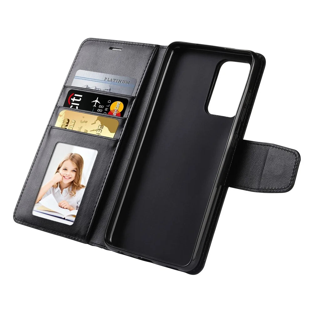 HANMAN Mill Series for Samsung Galaxy A53 5G Magnetic Clasp Stand Case PU Leather Phone Wallet Anti-scratch Cover - Black - 4