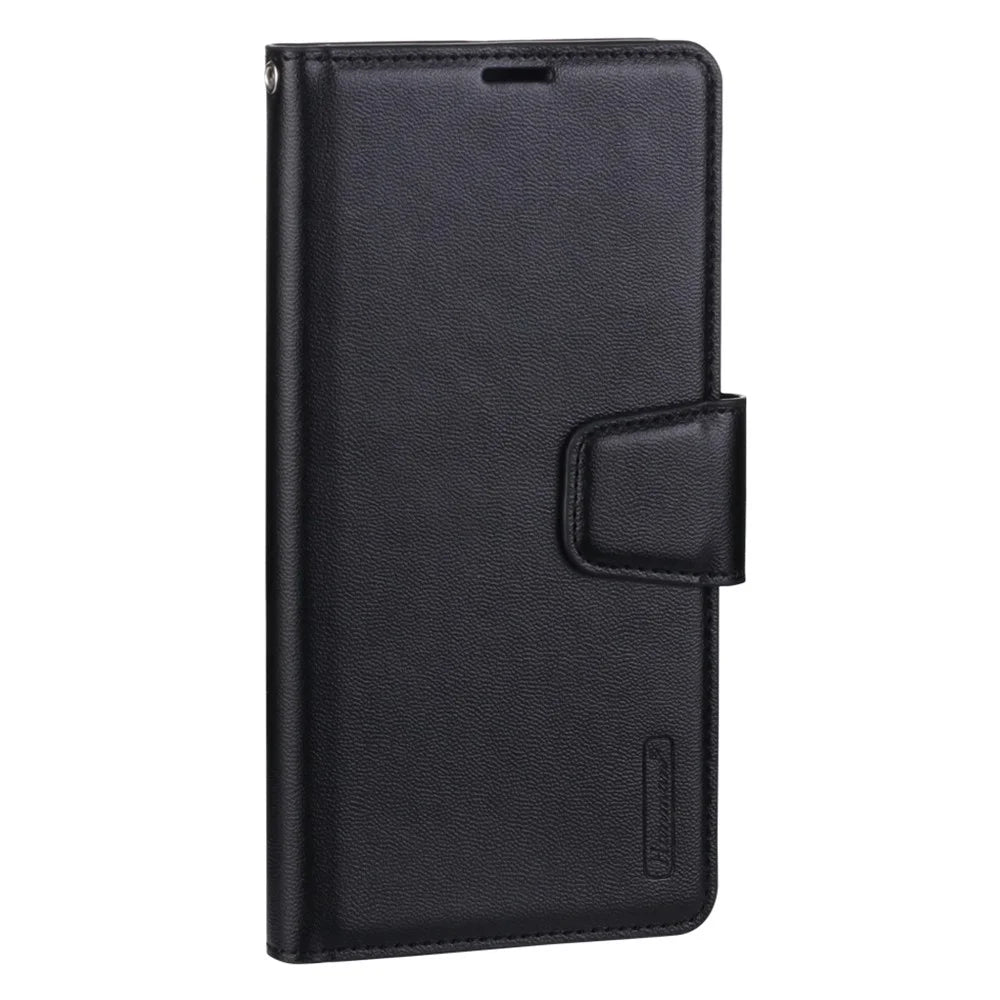HANMAN Mill Series for Samsung Galaxy A53 5G Magnetic Clasp Stand Case PU Leather Phone Wallet Anti-scratch Cover - Black - 5