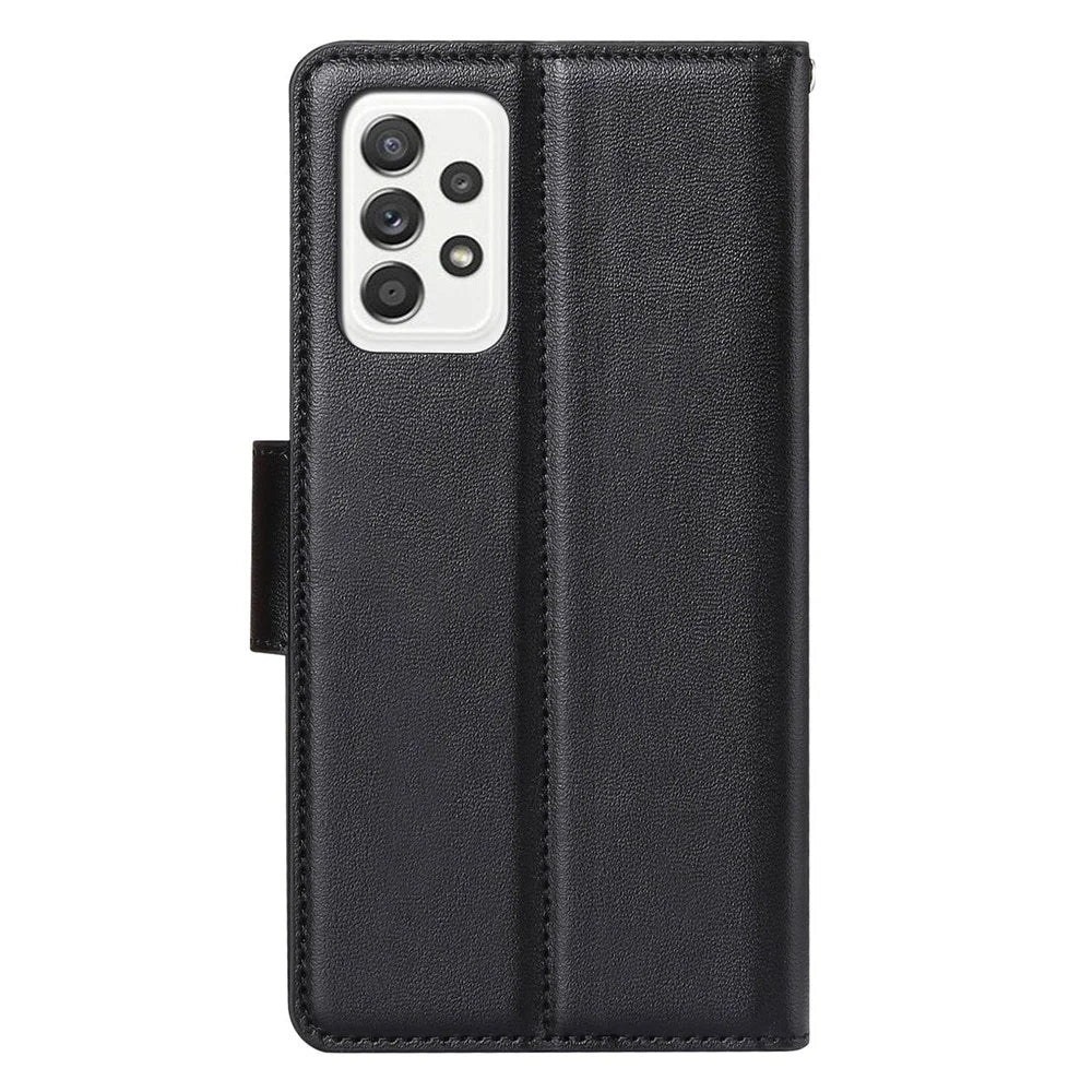HANMAN Mill Series for Samsung Galaxy A53 5G Magnetic Clasp Stand Case PU Leather Phone Wallet Anti-scratch Cover - Black - 6