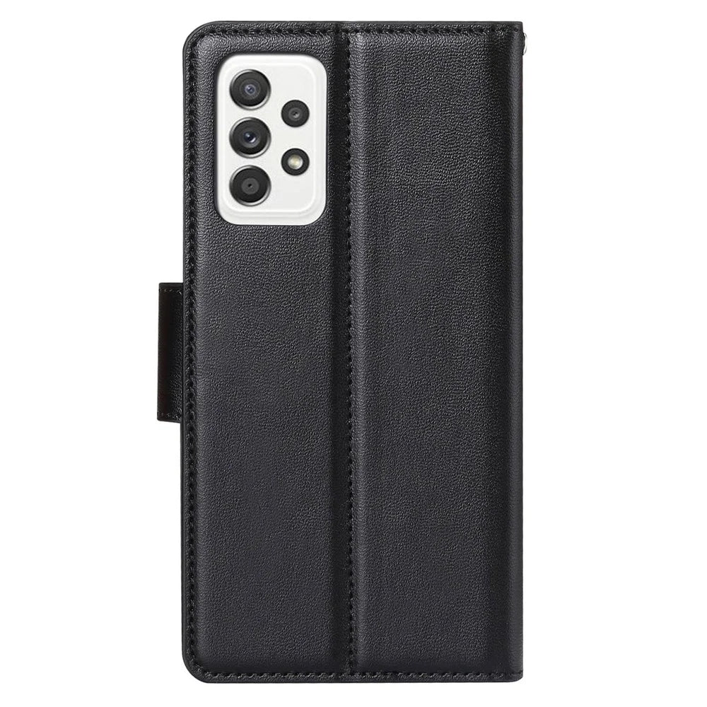 HANMAN Mill Series for Samsung Galaxy A13 4G PU Leather Flip Folio Wallet Case Shockproof TPU Inner Shell Stand Magnetic Cover - Black - 5