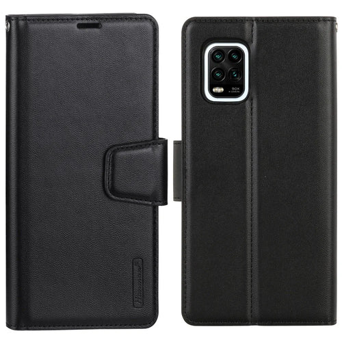 HANMAN Mill Series for Samsung Galaxy A12 PU Leather Wallet Flip Cover Magnetic Closure Stand Folio Phone Case - Black - 1