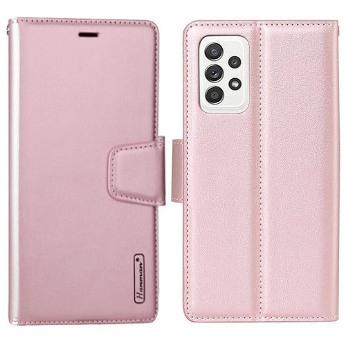 HANMAN Mill Series for Samsung Galaxy A52 4G / 5G / A52s 5G Wallet Case PU Leather Stand Magnetic Clasp Shockproof Cover - Rose Gold - 1