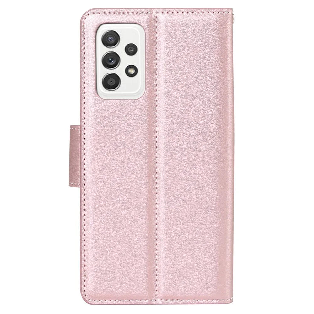 HANMAN Mill Series for Samsung Galaxy A52 4G / 5G / A52s 5G Wallet Case PU Leather Stand Magnetic Clasp Shockproof Cover - Rose Gold - 5