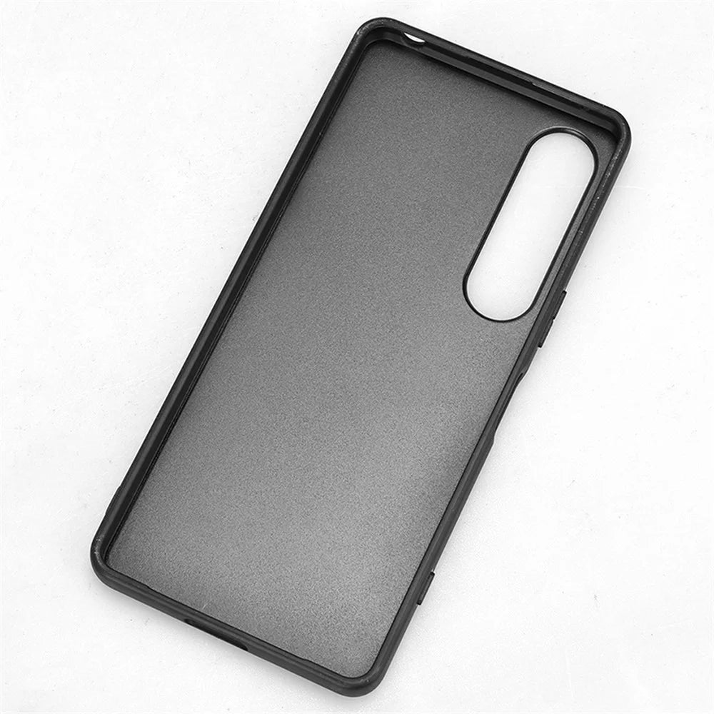 For Sony Xperia 1 VI Case Wristband Finger Loop Leather Coated PC+TPU Phone Cover - Black - 5