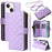For iPhone 13 mini Case Leather Zipper Pouch Wallet Crossbody Phone Cover - Purple - 1