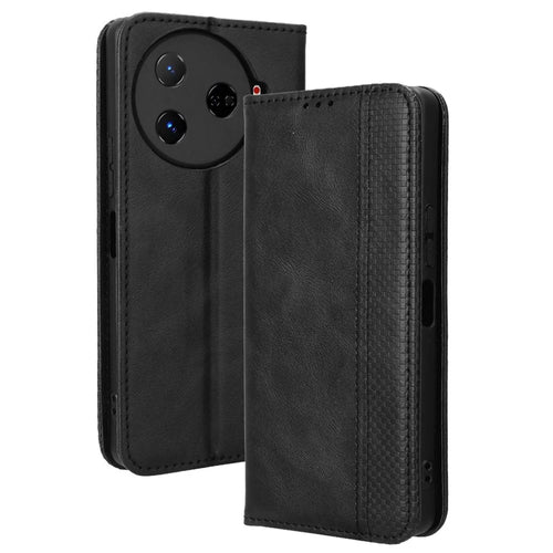 For TECNO Camon 30 Pro 5G / CL8 Case Stand Wallet Retro Leather Phone Cover - Black - 1