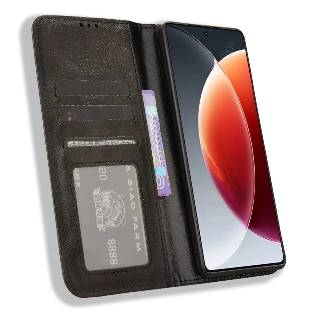 For TECNO Camon 30 Pro 5G / CL8 Case Stand Wallet Retro Leather Phone Cover - Black - 2