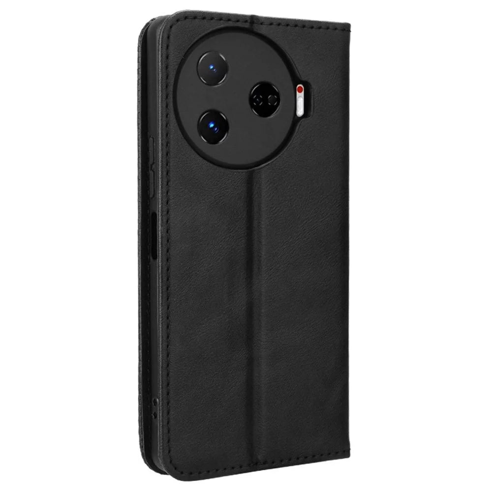 For TECNO Camon 30 Pro 5G / CL8 Case Stand Wallet Retro Leather Phone Cover - Black - 7