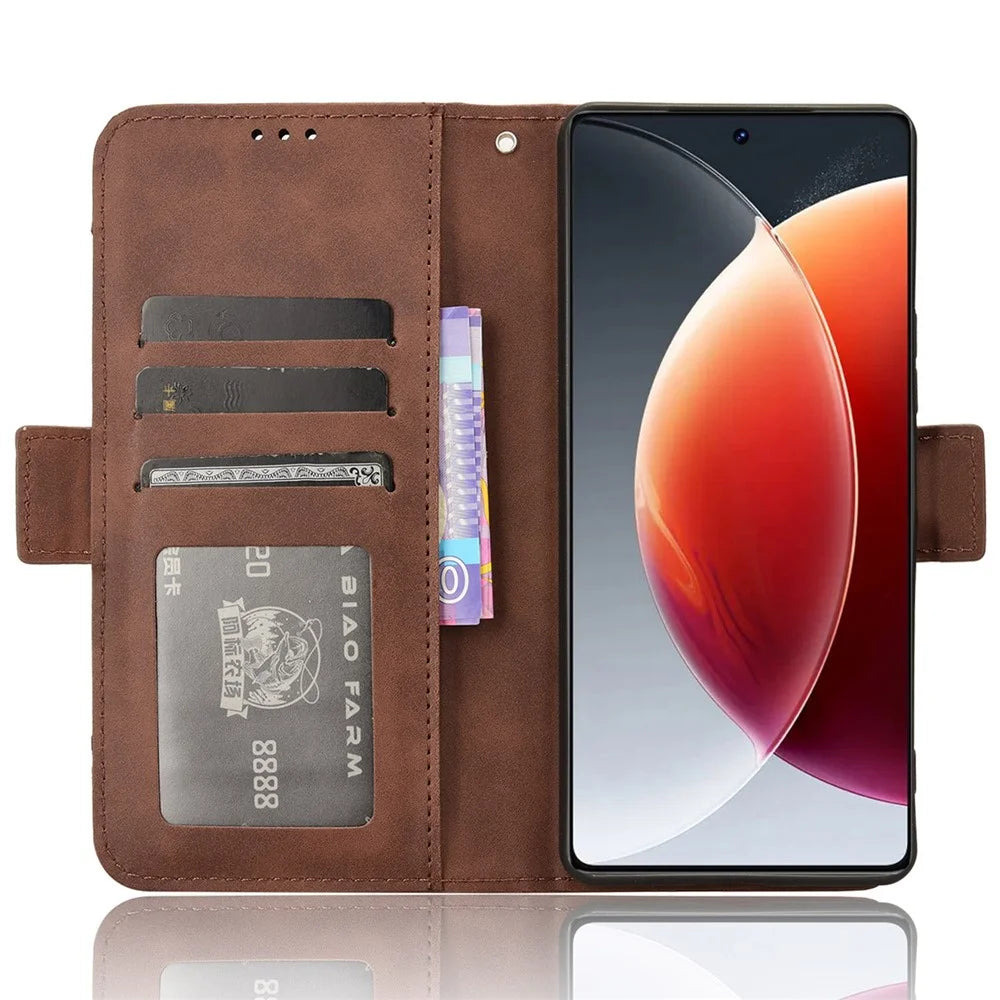 For TECNO Camon 30 Pro 5G CL8 Case Multiple Card Slots Leather Wallet Phone Cover - Brown - 2