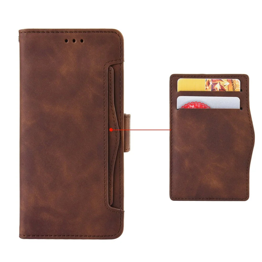 For TECNO Camon 30 Pro 5G CL8 Case Multiple Card Slots Leather Wallet Phone Cover - Brown - 5