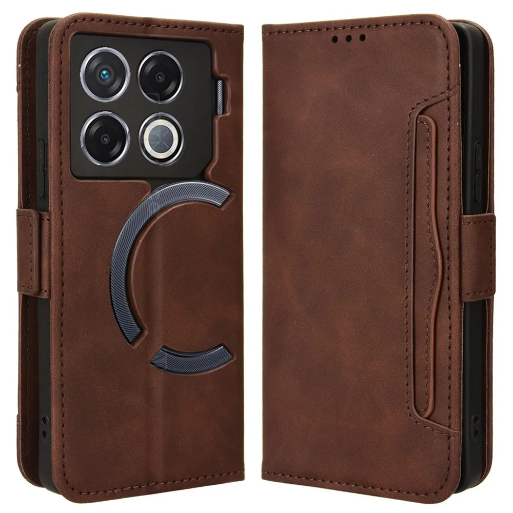 For Infinix GT 20 Pro 5G / X6871 Case Multiple Card Slots Leather Wallet Phone Cover - Brown - 1