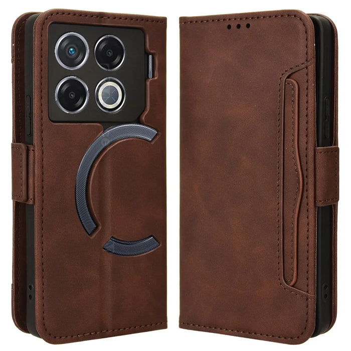 For Infinix GT 20 Pro 5G / X6871 Case Multiple Card Slots Leather Wallet Phone Cover - Brown - 1
