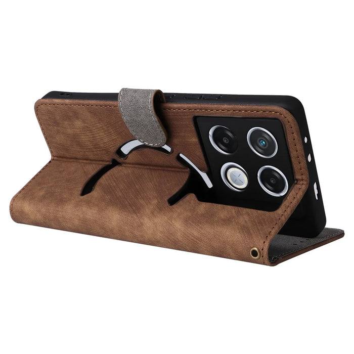 For Infinix GT 20 Pro 5G X6871 Case PU Leather RFID Blocking Phone Cover with Strap - Brown - 4
