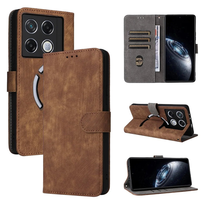 For Infinix GT 20 Pro 5G X6871 Case PU Leather RFID Blocking Phone Cover with Strap - Brown - 6
