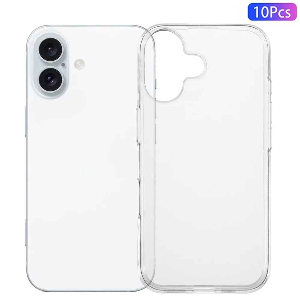 10Pcs / Set For iPhone 16 Case Clear TPU Watermark-Free Shockproof Phone Cover - 1