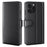 For iPhone 16 Pro Case Genuine Split Leather Phone Cover with Wallet Stand - Black - 1