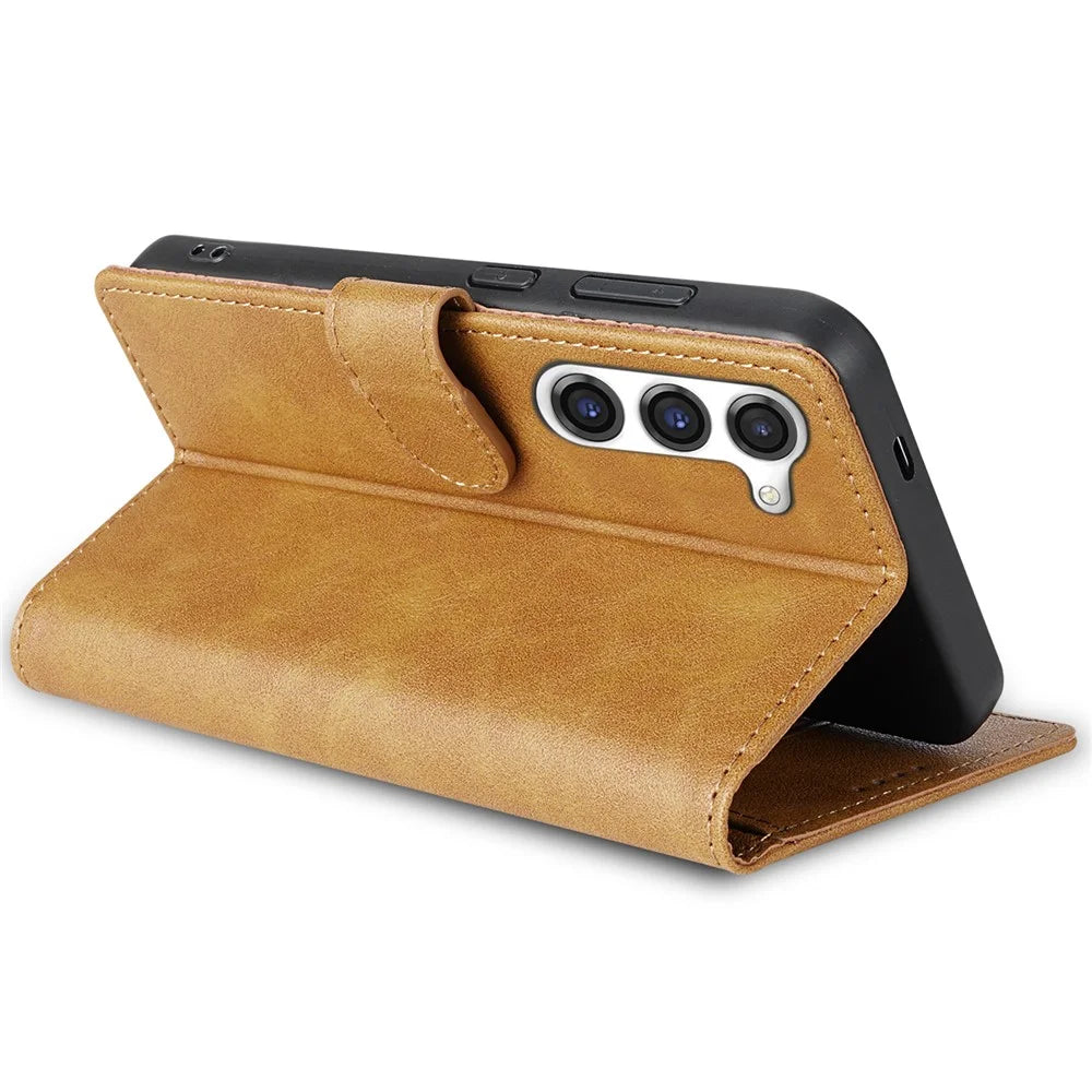 N.BEKUS CSJ-001 For Samsung Galaxy S23+ Case Wallet Leather Phone Cover   - Brown - 3