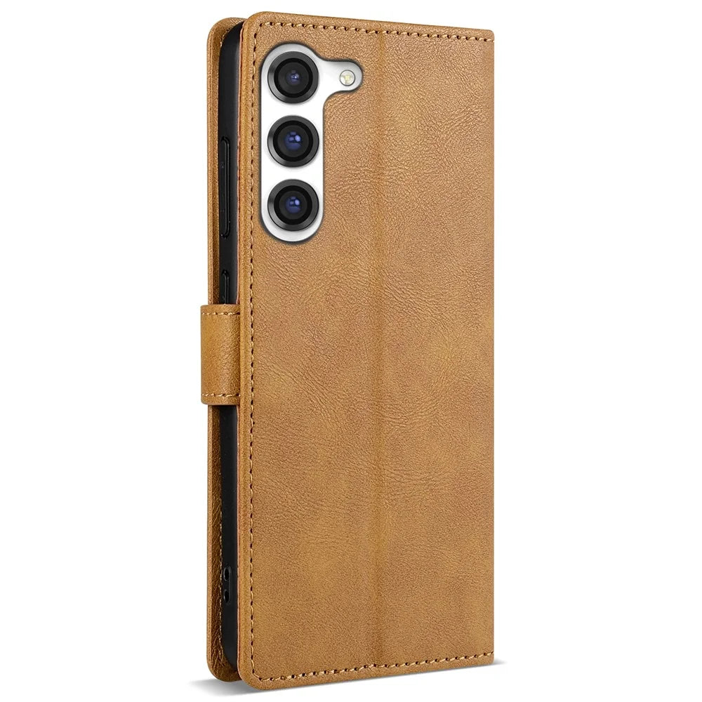 N.BEKUS CSJ-001 For Samsung Galaxy S23+ Case Wallet Leather Phone Cover   - Brown - 6