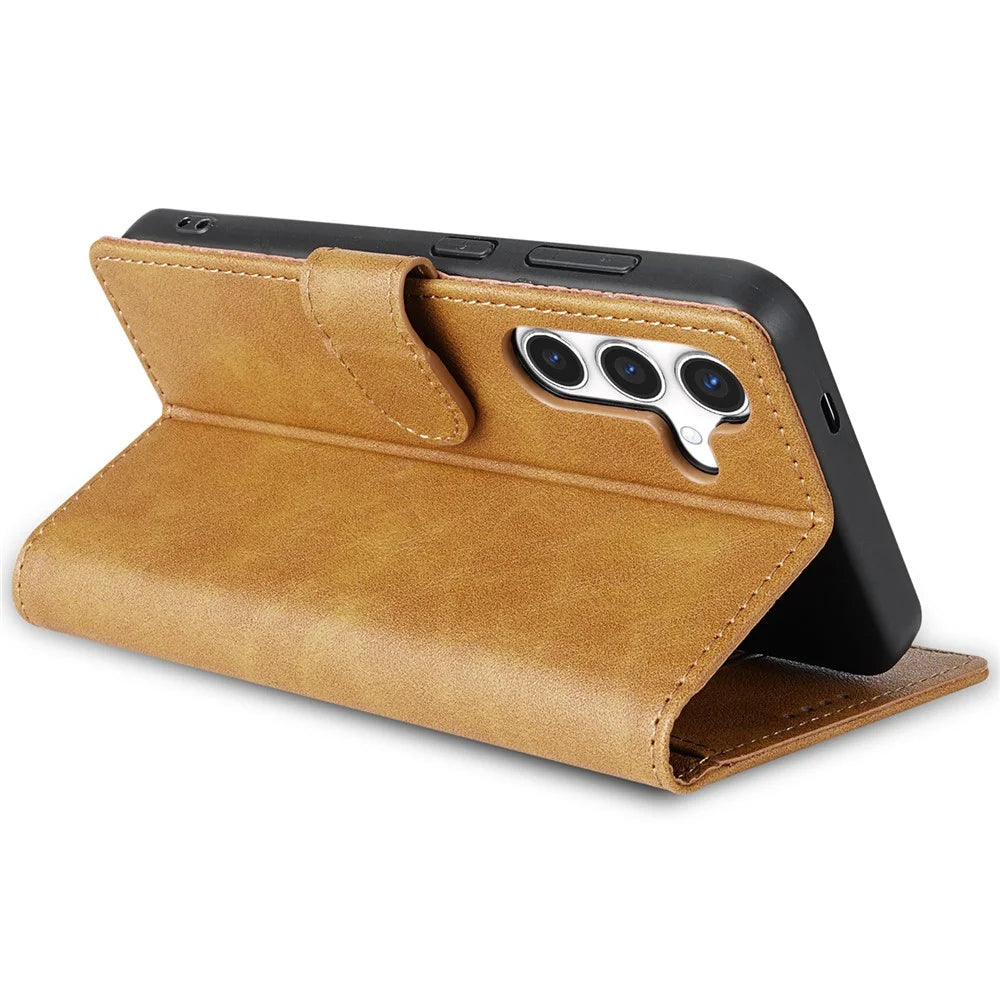 N.BEKUS CSJ-001 For Samsung Galaxy S24+ Case PU Leather Card Holder Stand Phone Cover - Brown - 3