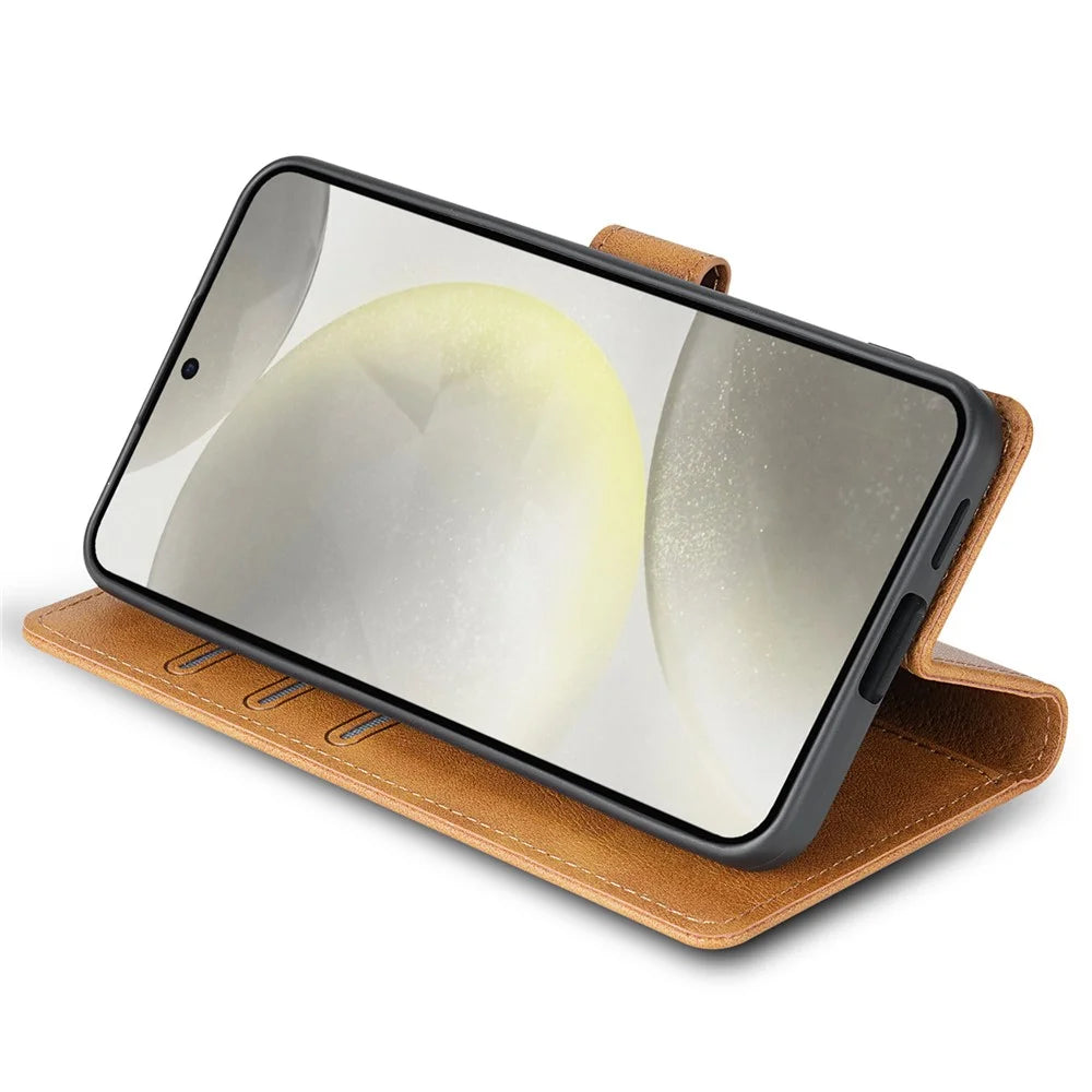 N.BEKUS CSJ-001 For Samsung Galaxy S24+ Case PU Leather Card Holder Stand Phone Cover - Brown - 4