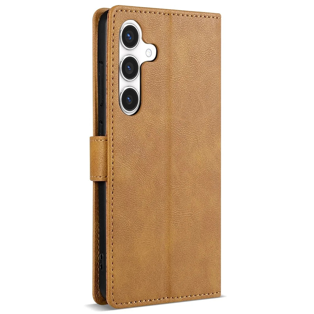 N.BEKUS CSJ-001 For Samsung Galaxy S24+ Case PU Leather Card Holder Stand Phone Cover - Brown - 6