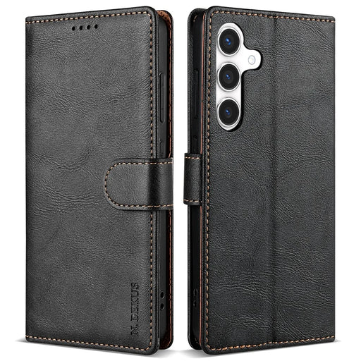 N.BEKUS CSJ-001 For Samsung Galaxy A35 5G Case Scratch-Proof Leather Wallet Phone Cover - Black - 1