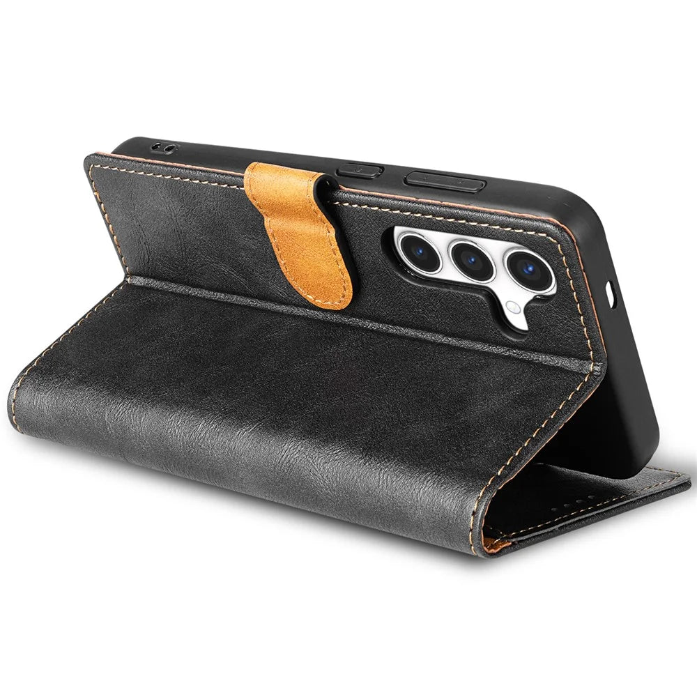 N.BEKUS CSJ-001 For Samsung Galaxy A35 5G Case Scratch-Proof Leather Wallet Phone Cover - Black - 3