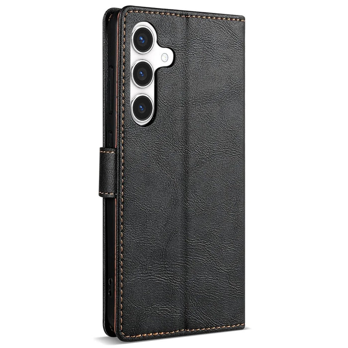 N.BEKUS CSJ-001 For Samsung Galaxy A35 5G Case Scratch-Proof Leather Wallet Phone Cover - Black - 6