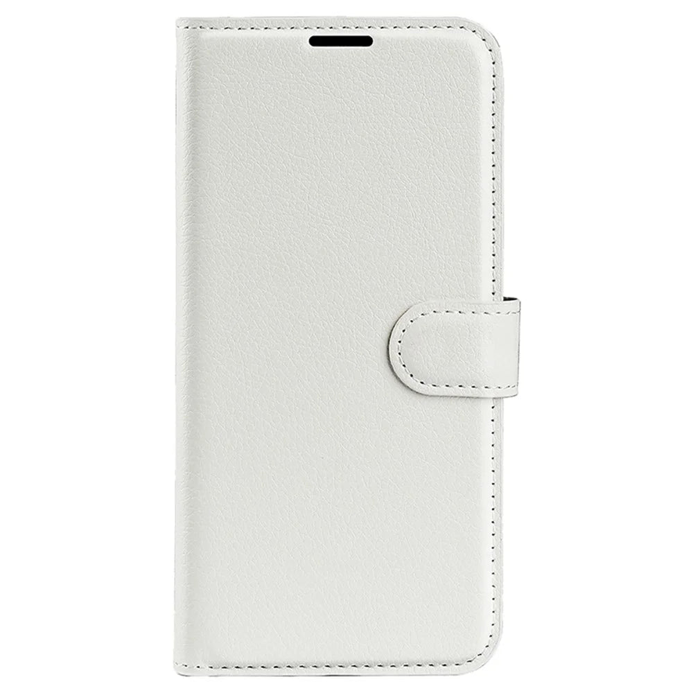For iPhone 16 Pro Wallet Case Litchi Texture Phone Leather Cover - White - 5