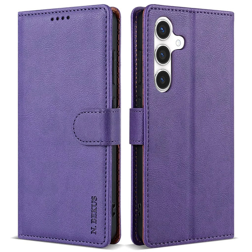 N.BEKUS CSJ-001 For Samsung Galaxy A55 5G Case Leather Phone Cover with Wallet Stand - Purple - 1