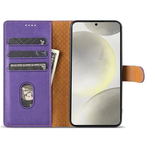 N.BEKUS CSJ-001 For Samsung Galaxy A55 5G Case Leather Phone Cover with Wallet Stand - Purple - 2