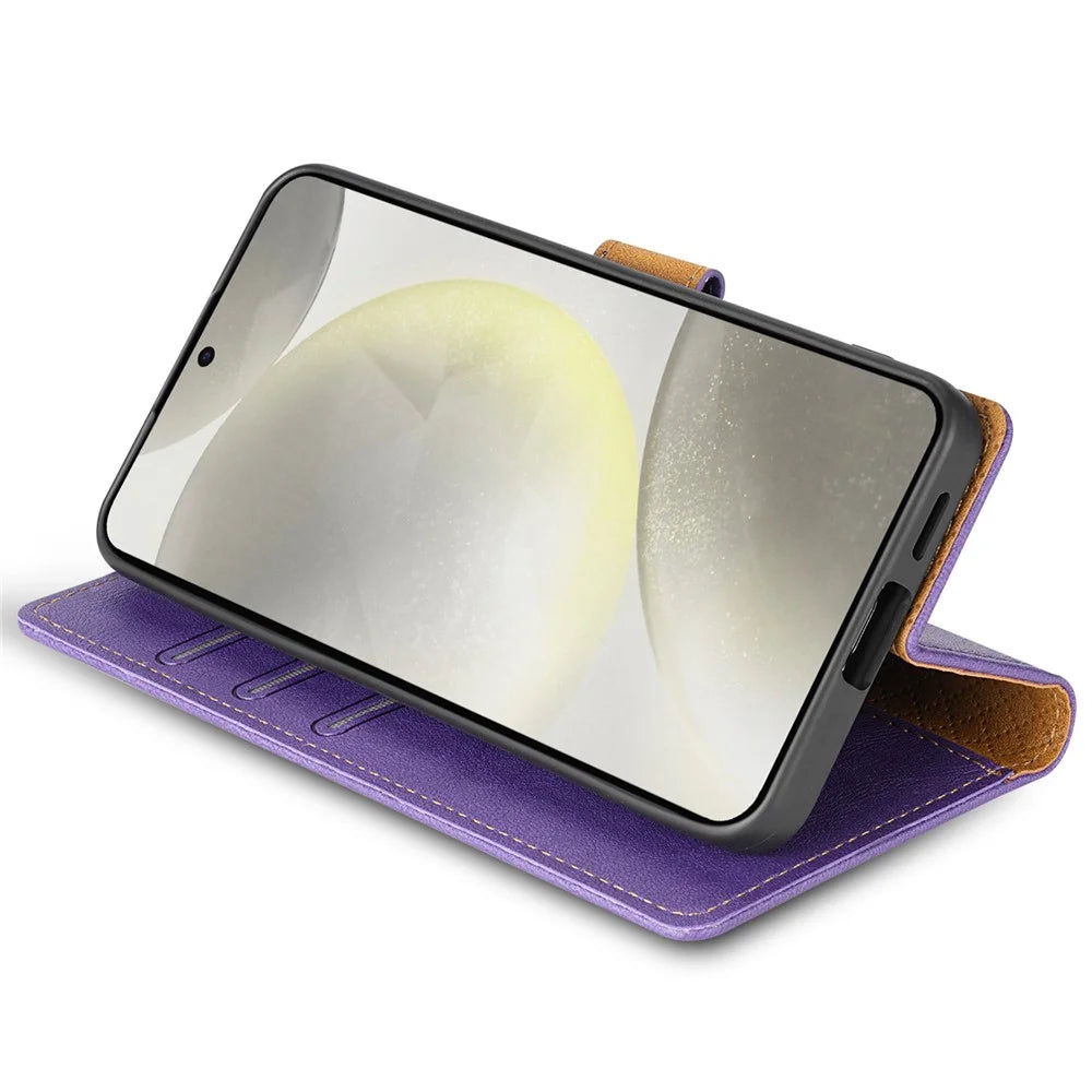 N.BEKUS CSJ-001 For Samsung Galaxy A55 5G Case Leather Phone Cover with Wallet Stand - Purple - 4