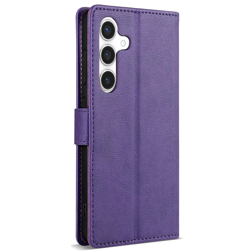 N.BEKUS CSJ-001 For Samsung Galaxy A55 5G Case Leather Phone Cover with Wallet Stand - Purple - 6