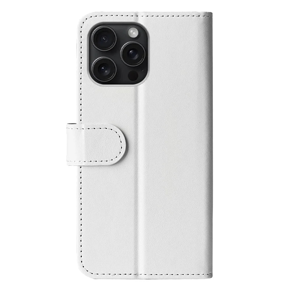 For iPhone 16 Pro Case Magnetic Closure Crazy Horse Texture Leather Phone Cover - White - 6