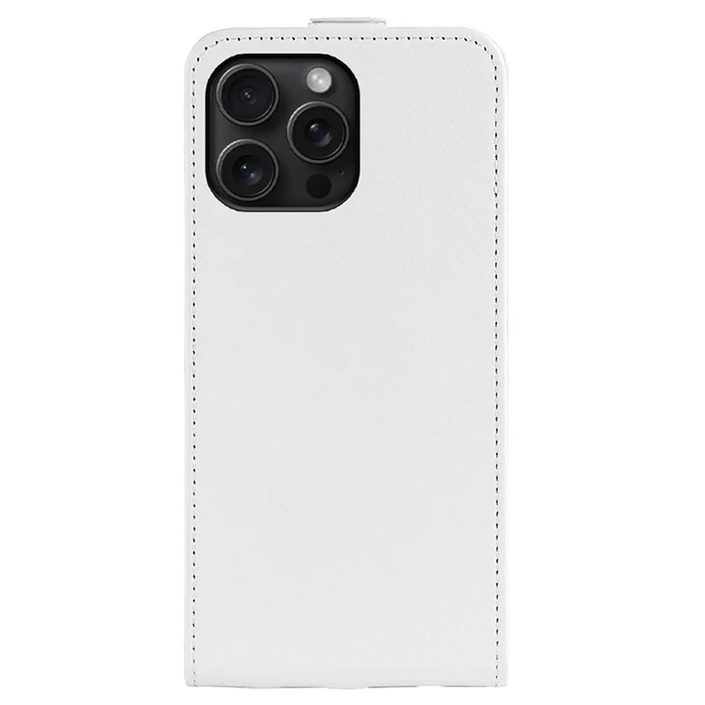 For iPhone 16 Pro Case Crazy Horse Texture Vertical Flip Leather Phone Cover - White - 5