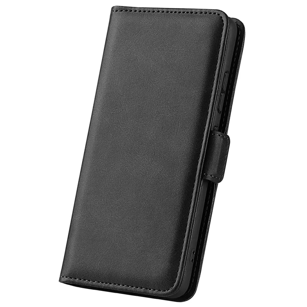 For iPhone 16 Pro Case Leather Wallet Folio Flip Protective Phone Cover - Black - 6