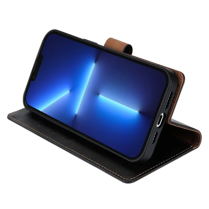 N.BEKUS CSJ-001 For iPhone 13 Pro Max Case Solid Color Leather Wallet Phone Cover   Distributors - Black - 3