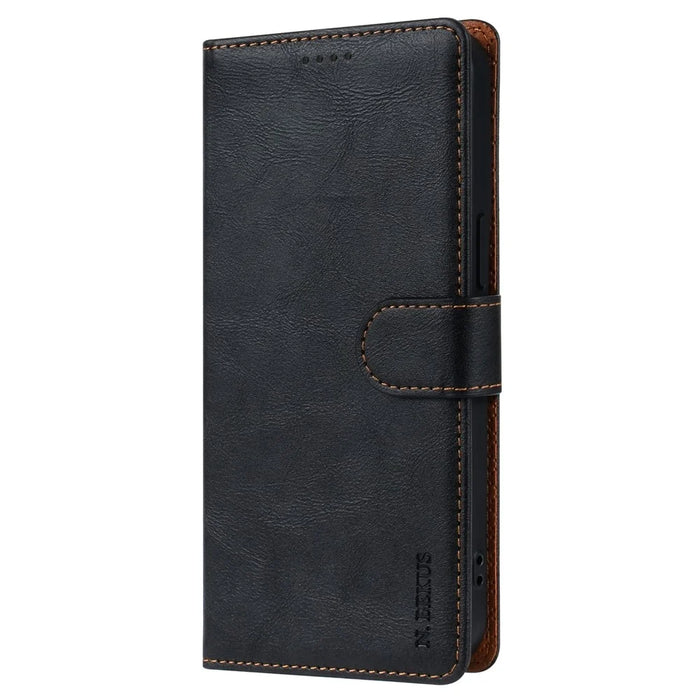 N.BEKUS CSJ-001 For iPhone 13 Pro Max Case Solid Color Leather Wallet Phone Cover   Distributors - Black - 5