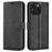 For iPhone 16 Pro Case Magnetic Clasp Calf Texture Flip Leather Phone Cover - Black - 1