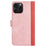For iPhone 16 Pro Case Splicing Color PU Leather Phone Wallet Cover - Pink - 7