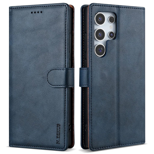 N.BEKUS CSJ-001 For Samsung Galaxy S24 Ultra Case Wallet Card Slots Phone Leather Cover - Blue - 1