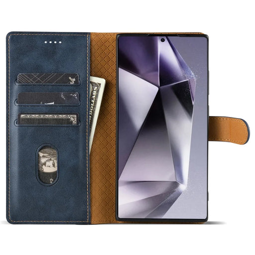 N.BEKUS CSJ-001 For Samsung Galaxy S24 Ultra Case Wallet Card Slots Phone Leather Cover - Blue - 2