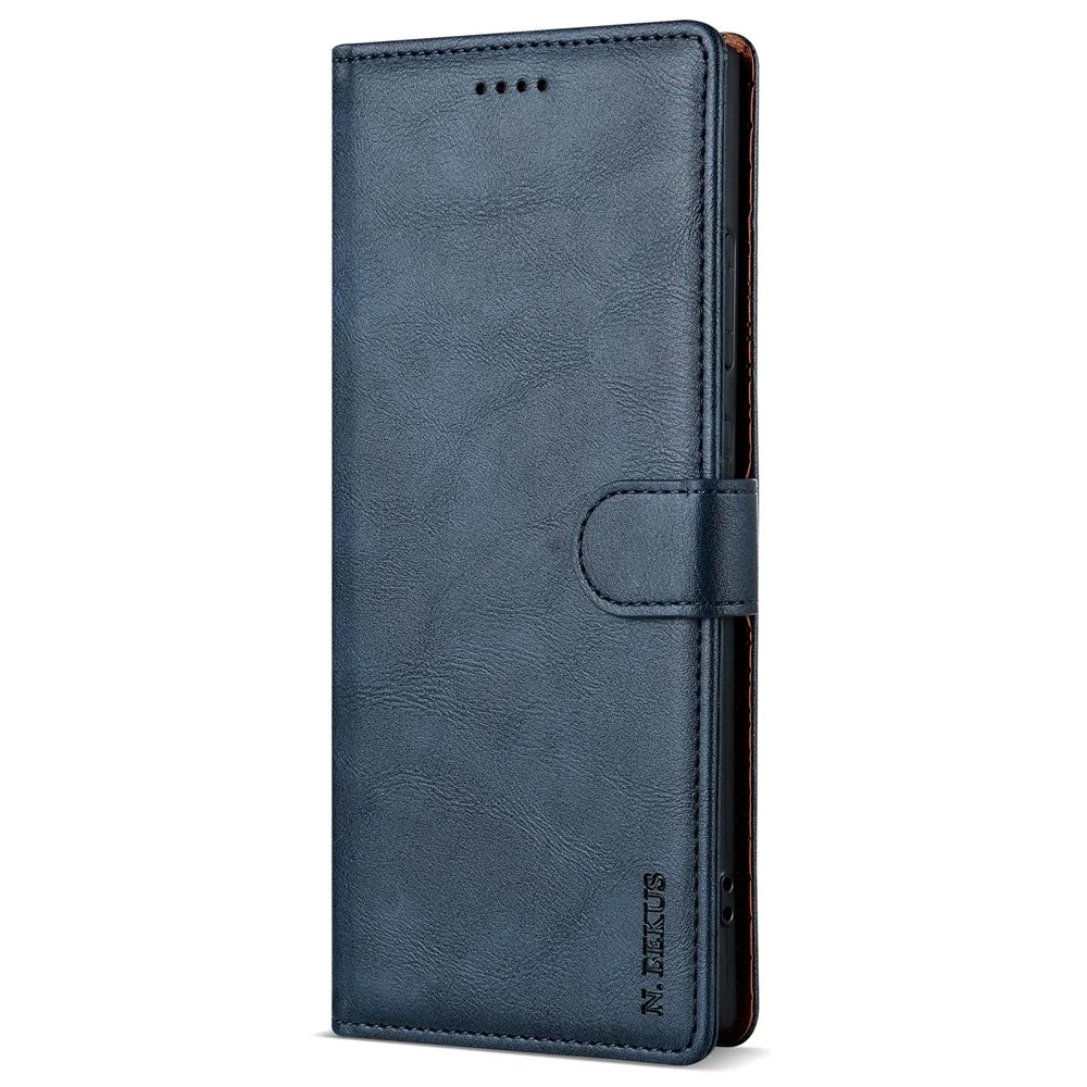 N.BEKUS CSJ-001 For Samsung Galaxy S24 Ultra Case Wallet Card Slots Phone Leather Cover - Blue - 5