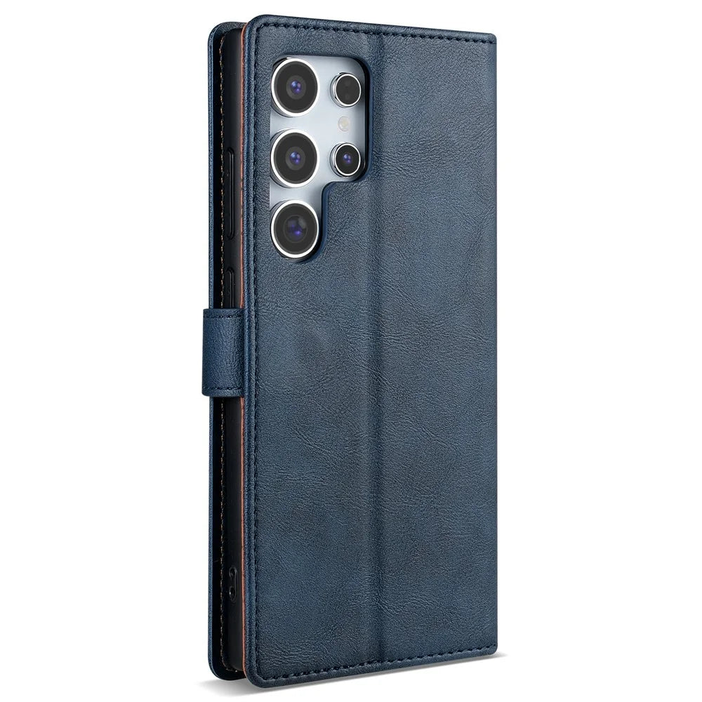 N.BEKUS CSJ-001 For Samsung Galaxy S24 Ultra Case Wallet Card Slots Phone Leather Cover - Blue - 6