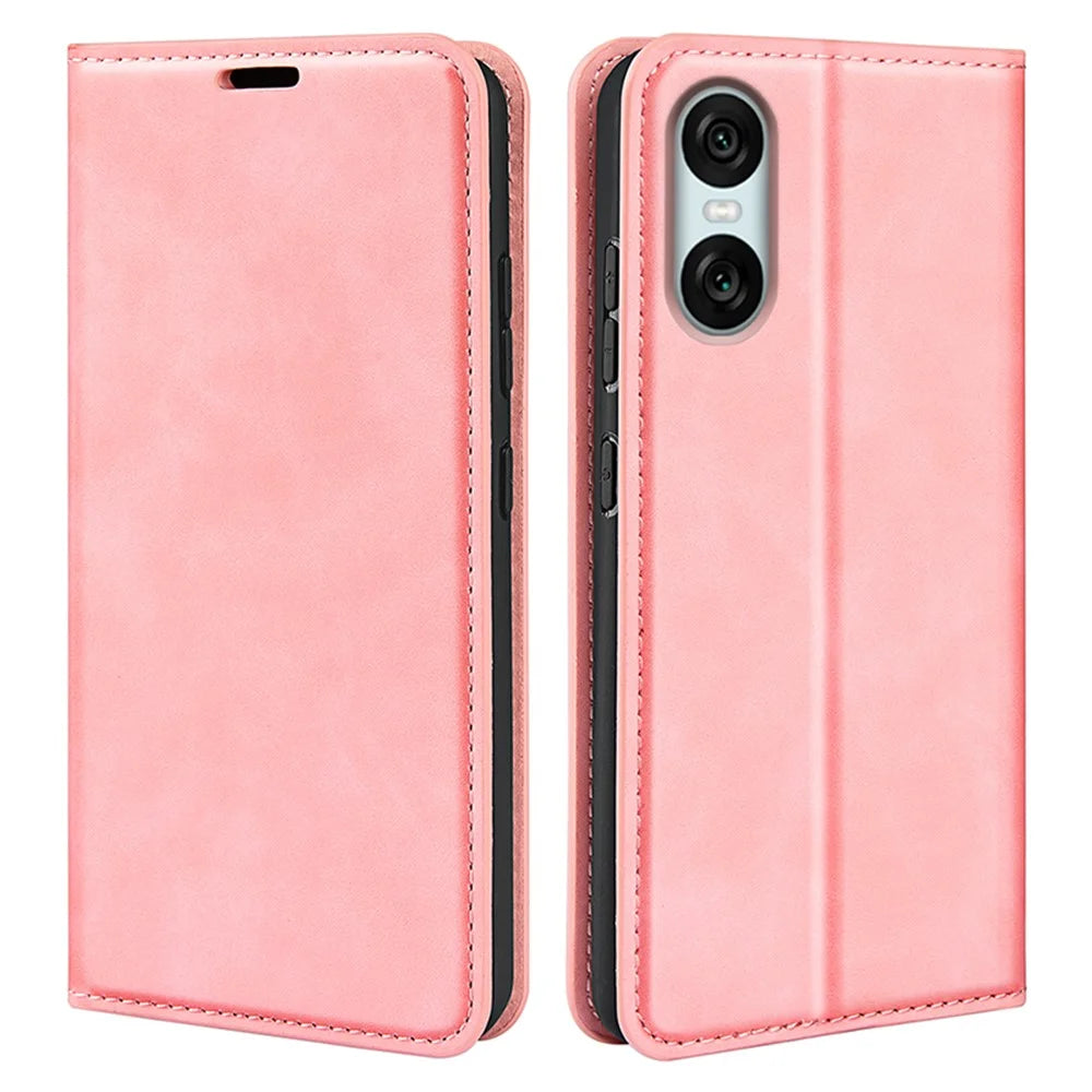 For Sony Xperia 10 VI Wallet Case PU Leather Folio Flip Phone Cover Mobile Accessories   - Pink - 1