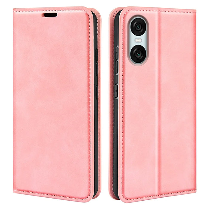 For Sony Xperia 10 VI Wallet Case PU Leather Folio Flip Phone Cover Mobile Accessories   - Pink - 1